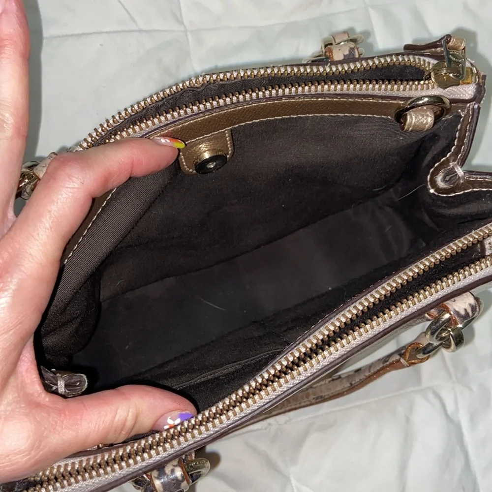 Coach Mini Christie metallic with snake embossed satchel strap carry all